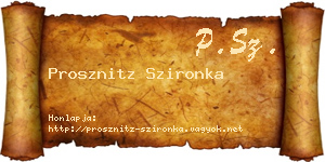 Prosznitz Szironka névjegykártya